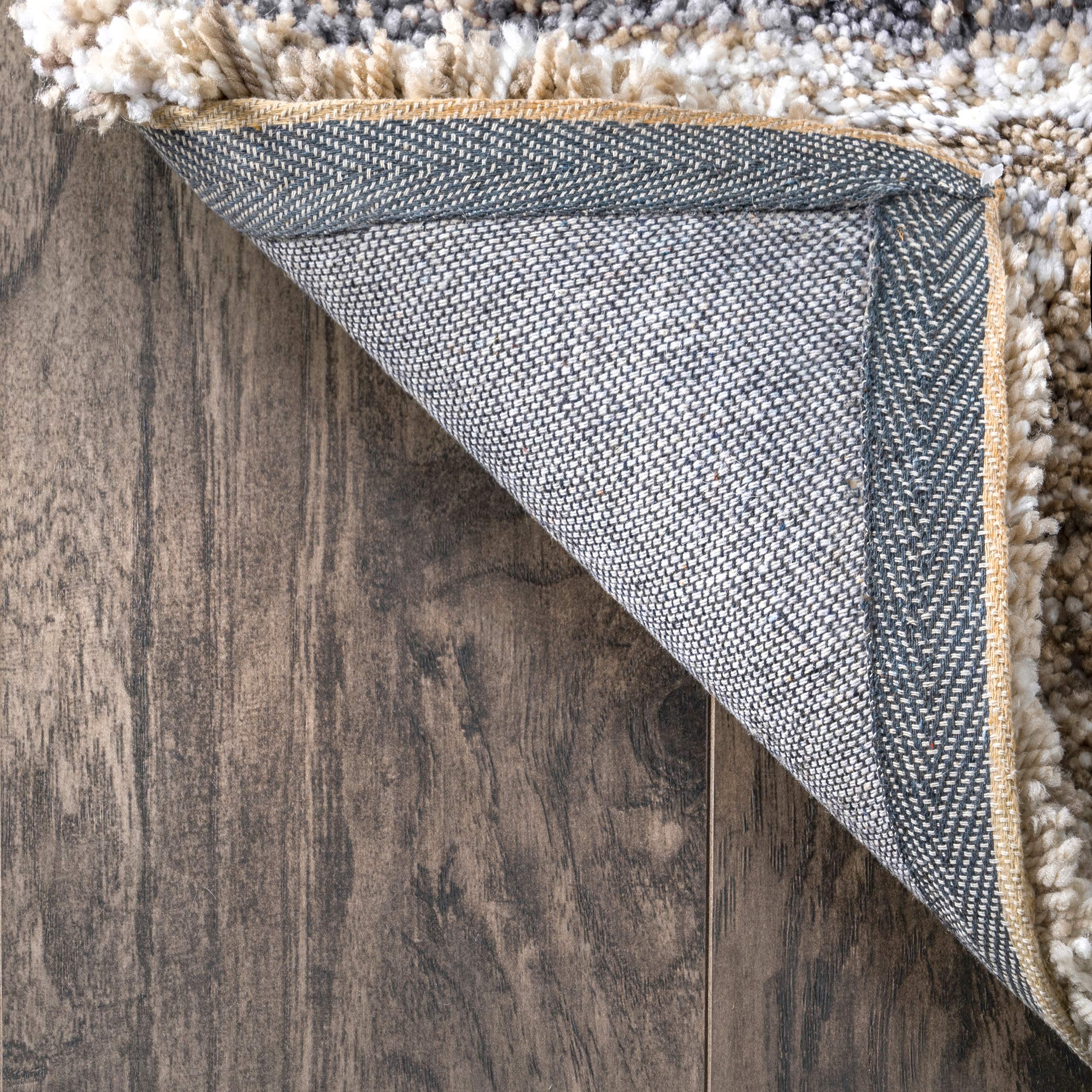nuLOOM Drey Striped Shag Area Rug 5x8 Feet - Soft Plush Casual Denim & Ivory Shaggy Rug for Living Room, Bedroom, Dining Room, Nursery - Perfect for Cozy Home Decor & Kids Play Area