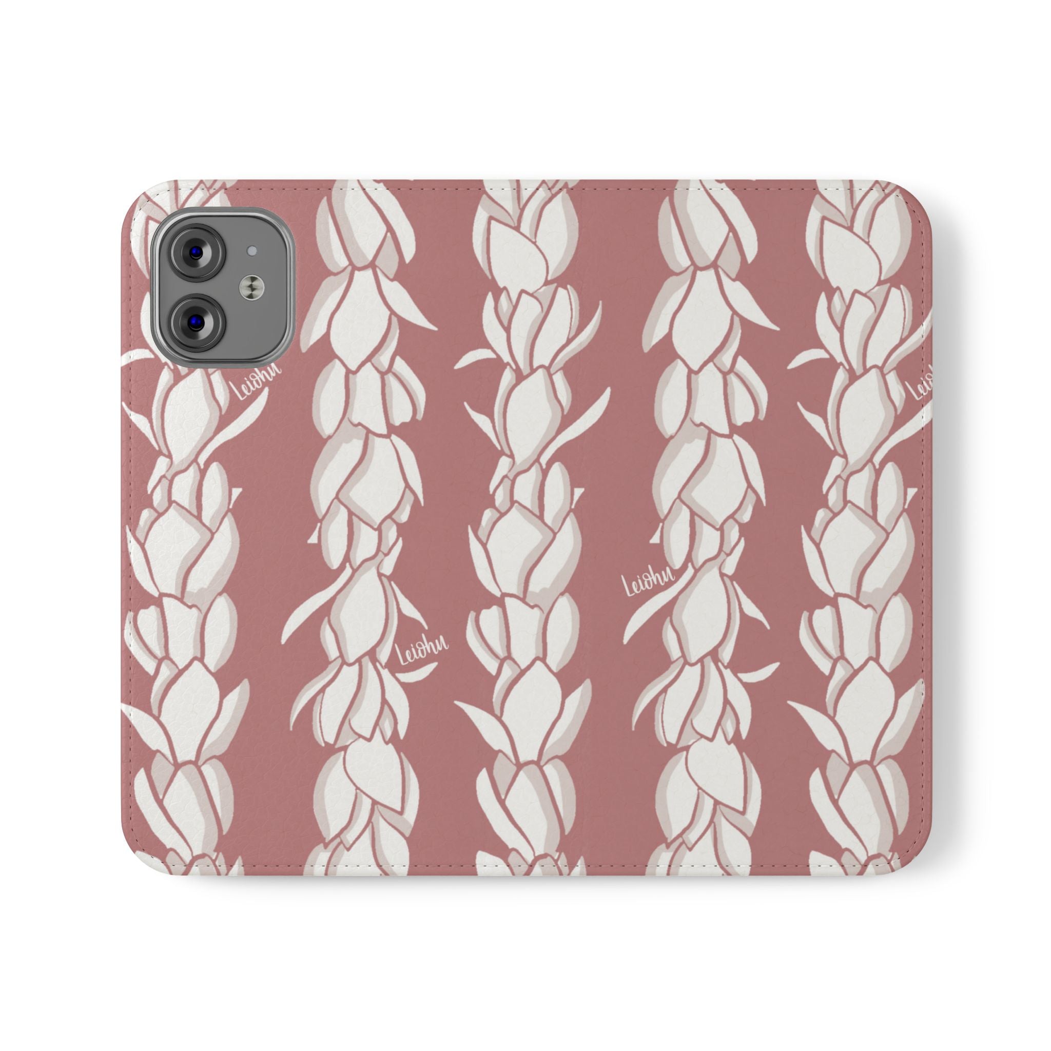 Pikake Lei Folio Case - Premium Hawaiian Flower Design Phone Cover for iPhone & Samsung | Perfect for Travel, Luau Parties & Hawaiian Themed Events