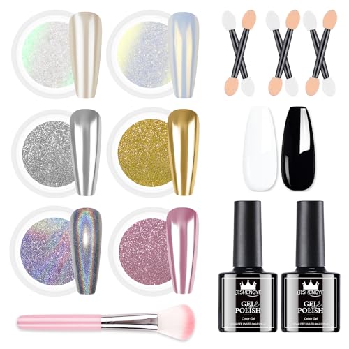 E- 6 Jars Metallic Chrome Powder Kit