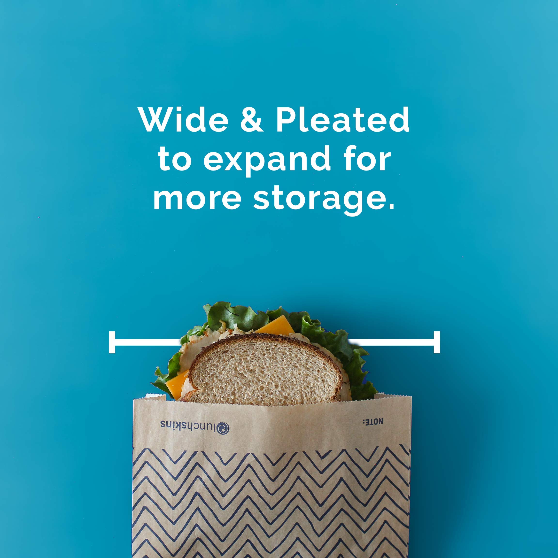 Eco-Friendly Compostable XL Sandwich Bags - 50 Pack | Chevron Design | PFAS & BPA Free | Reusable Food Storage for School Lunches, Picnics & Meal Prep