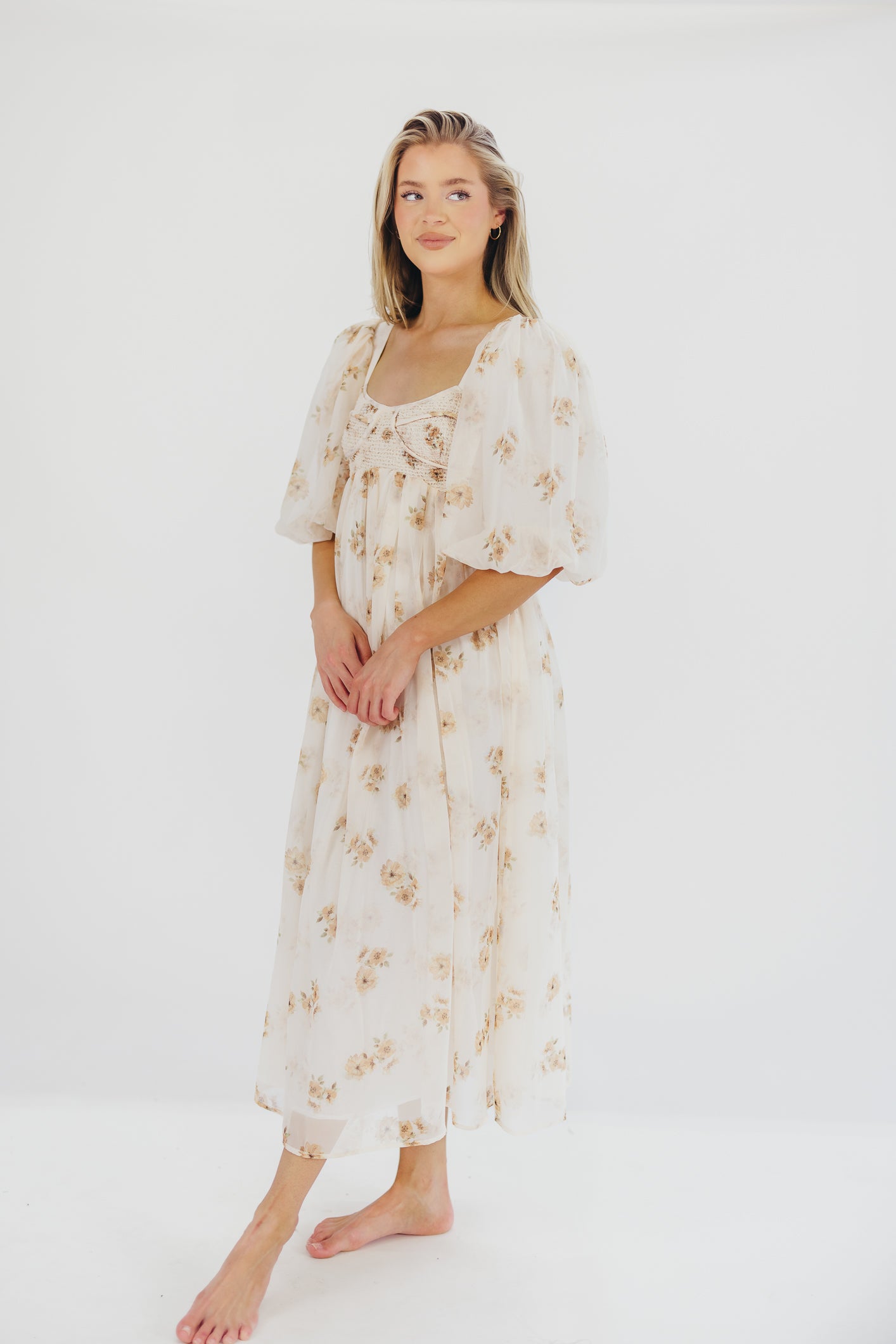 Harlow Maxi Dress in Taupe Floral - Bump Friendly Maternity Dress with Inclusive Sizing (S-3XL) | Perfect for Pregnancy, Beach Vacations & Special Occasions