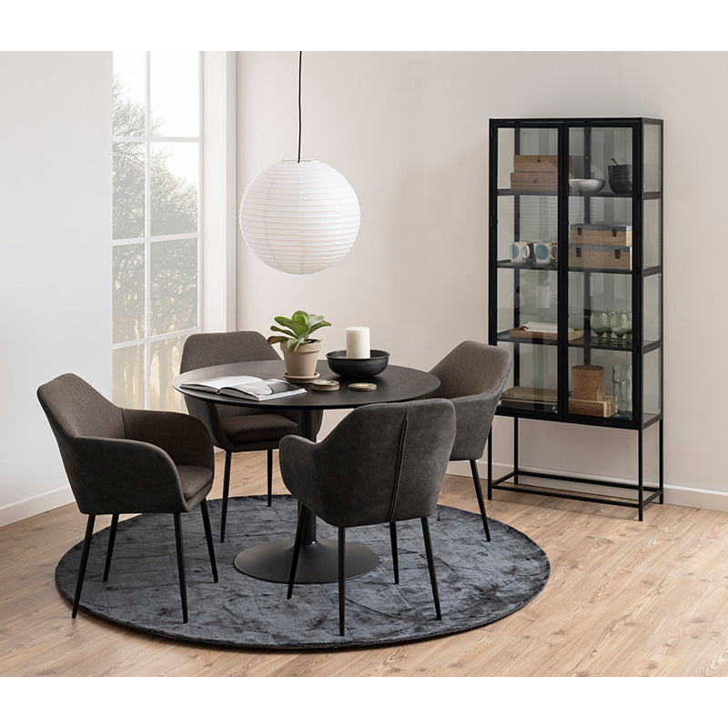 TITAN 43-Inch Round Dining Table for 4-6 People - Black Wooden Modern Kitchen Table for Small Spaces, Dining Room, and Breakfast Nook