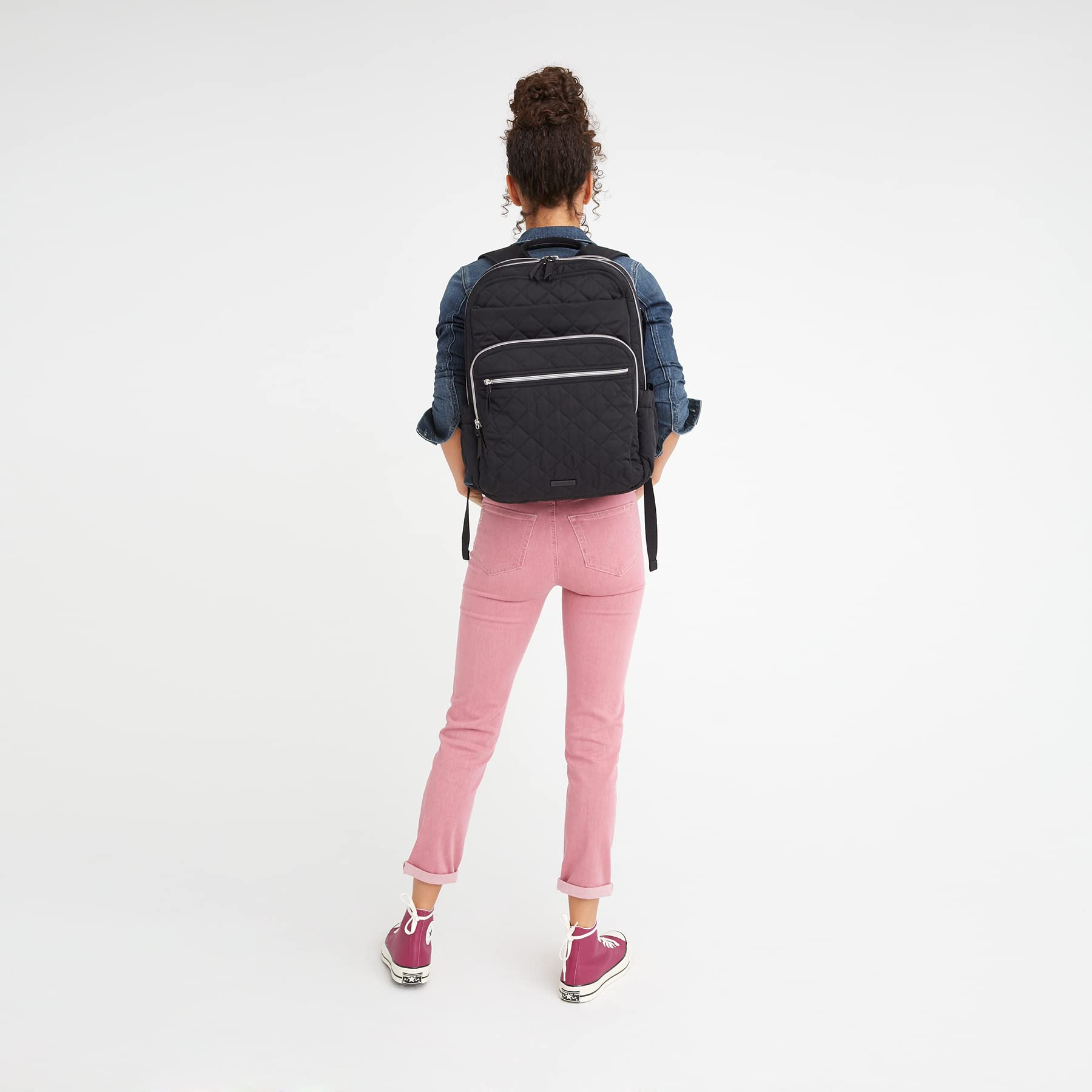 Vera Bradley Women's Performance Twill XL Campus Backpack - Olive Leaf - Spacious Laptop Bag for College, Work & Travel - Durable School Backpack with USB Port & Padded Straps