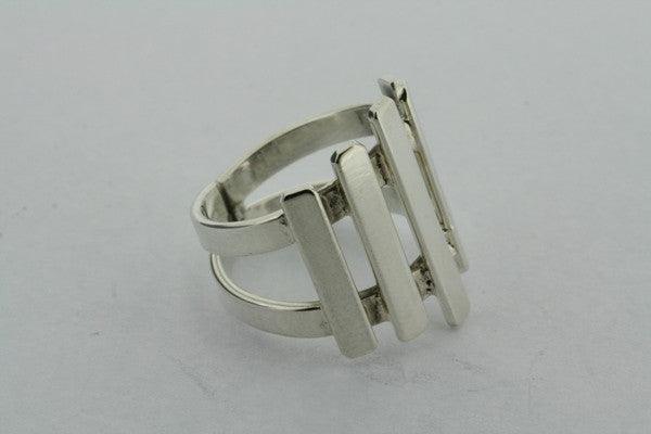 5 Bar Sterling Silver Deco Ring for Women - Elegant Stackable Vintage Jewelry for Everyday Wear & Special Occasions