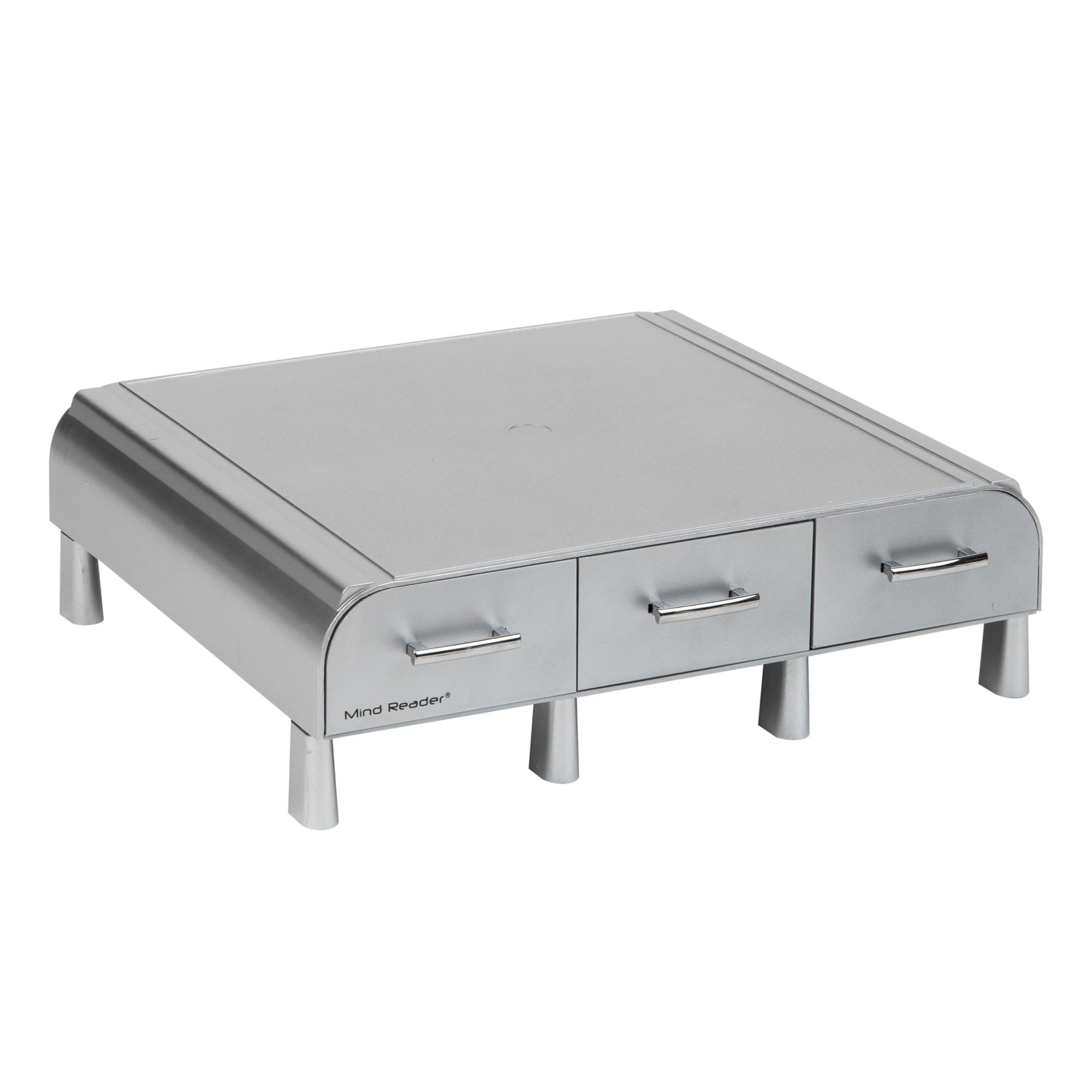Mind Reader Silver Monitor Stand & Desk Organizer for PC, Laptop, iMac - Perfect for Home Office & Workspace Organization