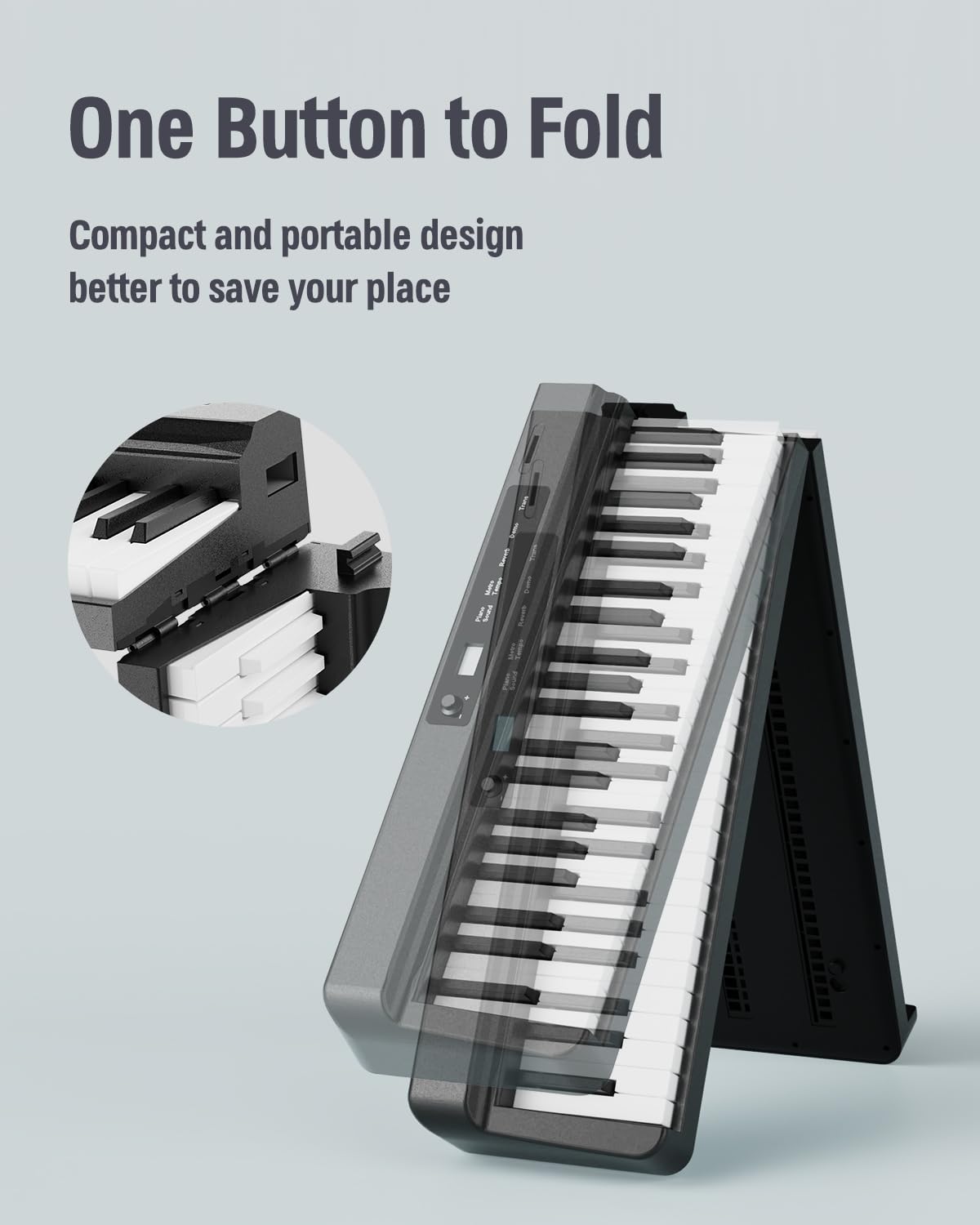 88-Key Portable Folding Digital Piano with Bluetooth MIDI - Professional Touch Sensitive Keyboard with Stand & Upgrade Chip - Perfect for Beginners, Home Practice & Travel Performances