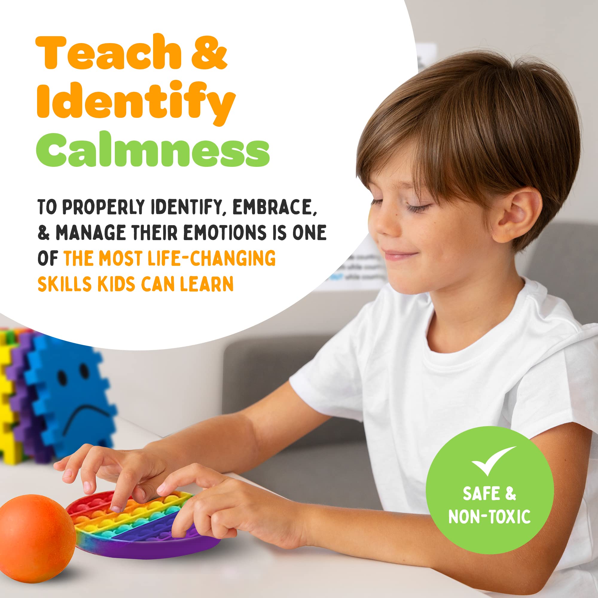 Calm Down Corner Classroom Kit for Kids - Feelings Poster, Emotion Puzzle, Social Emotional Learning Tools, Dry Erase Board & Sensory Fidget Toys | Perfect for Preschool, Kindergarten & Therapy Rooms