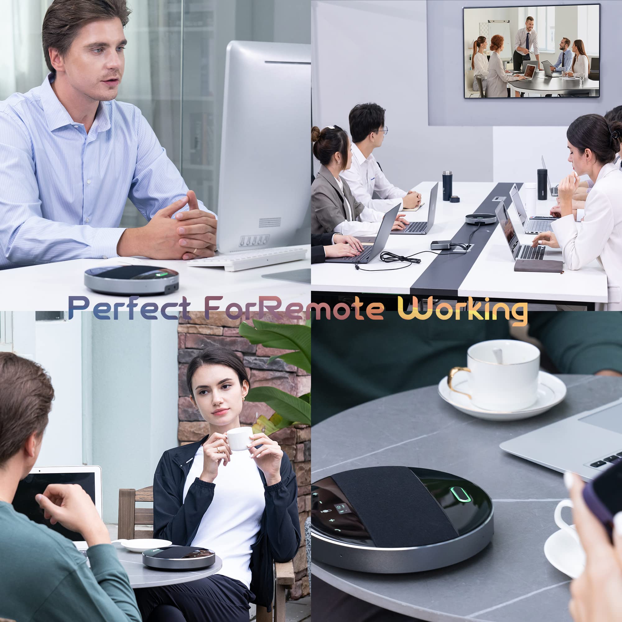 Tenveo MagiCall Conference Speaker with Microphone - Bluetooth/Wireless/USB Omnidirectional Speakerphone with Noise Cancellation & 360° Pickup for 10-15 People - Perfect for Online Meetings, Webinars & Remote Team Collaboration