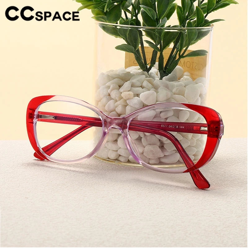 CCspace Women's Full Rim Small Oval Polycarbonate Eyeglasses Frame 301422 - Lightweight & Durable for Work, Reading & Everyday Use