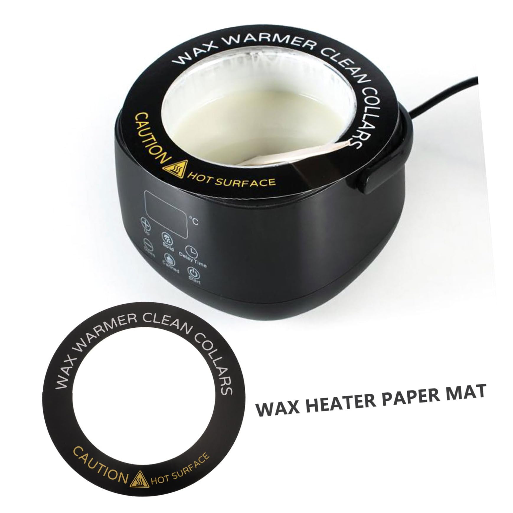 IPetboom 50pcs Wax Warmer Accessories Kit - Anti-Ring Wax Pot Collar, Hair Removal Wax Protector Rings, Heater Paper Washer & Wipes for Professional Waxing - Perfect for Salon, Spa & Home Use (Black)