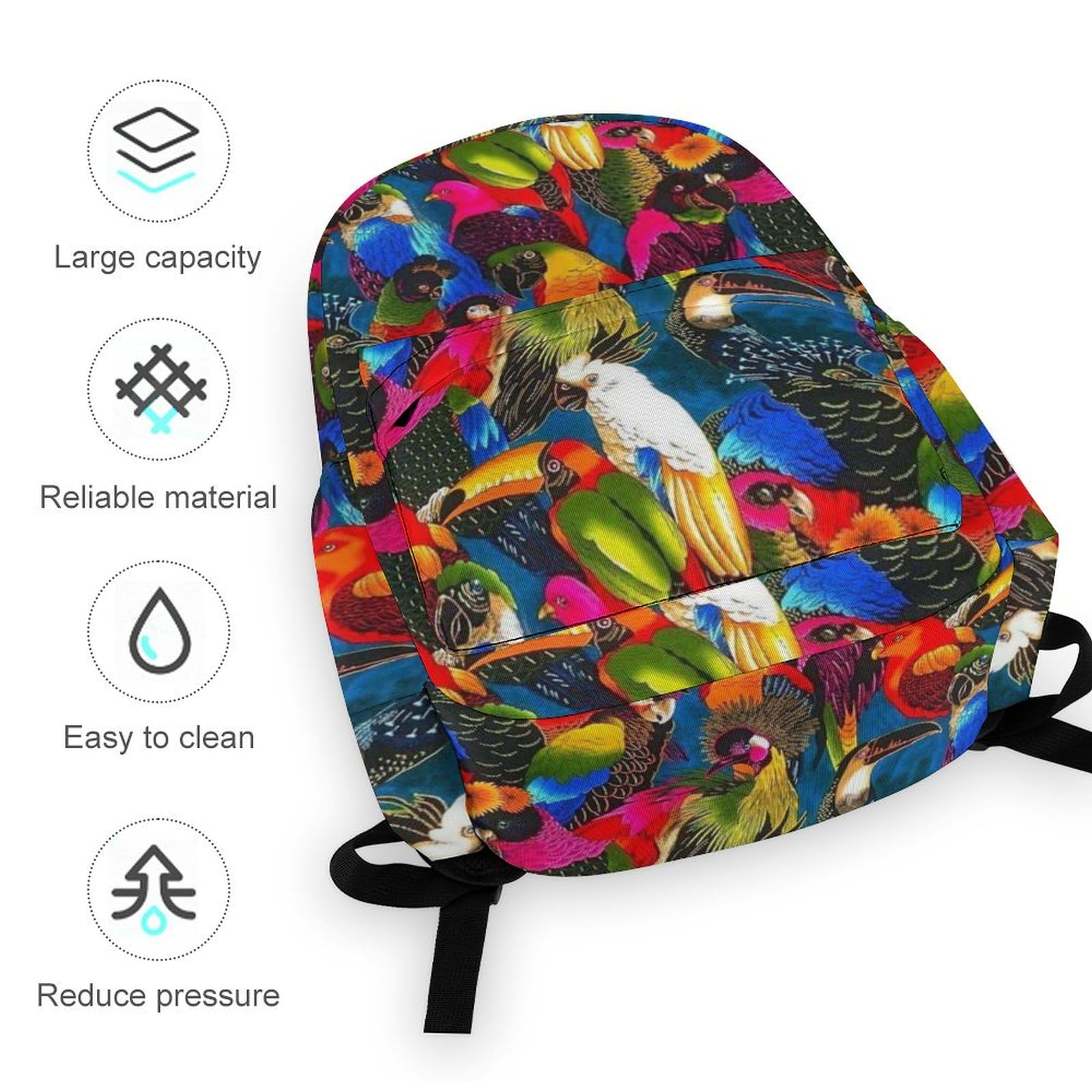 Parrot Party Printed Casual Backpack - Lightweight Travel Hiking Laptop Backpack for Men & Women - Water-Resistant Business Bag for Work, Camping, Gym & Outdoor Adventures