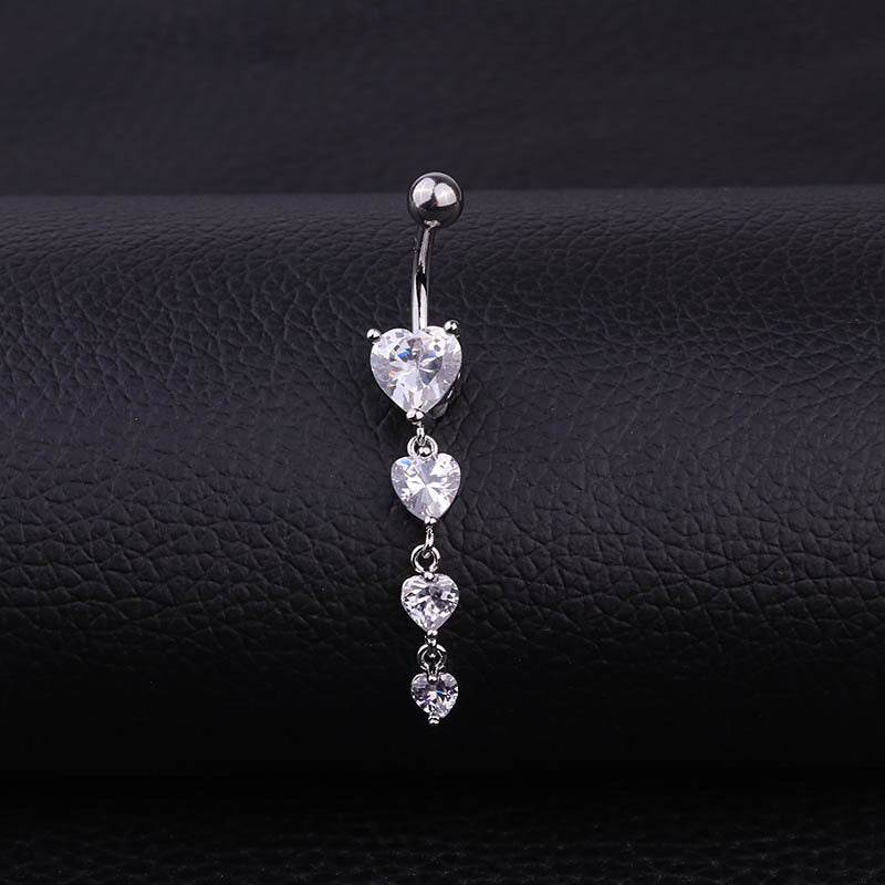 Hypoallergenic Dangle Heart Belly Button Ring | HSBR18605 | Perfect for Sensitive Skin & Trendy Outfits