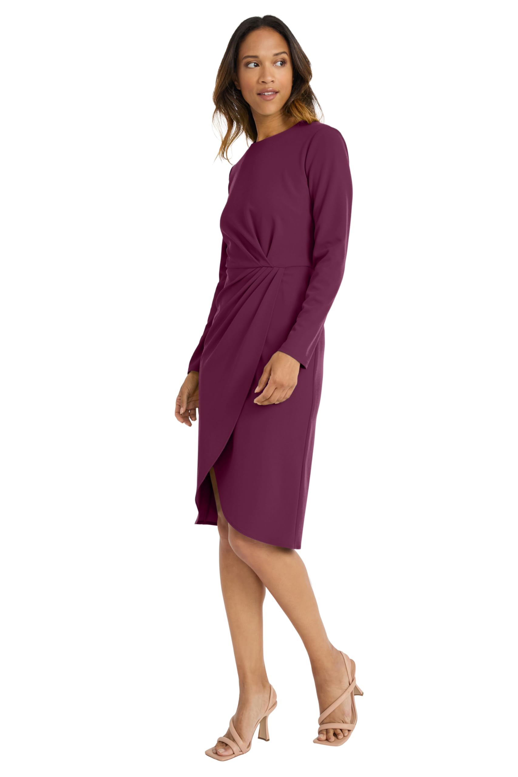 Maggy London Women's Long Sleeve Wrap Dress - Elegant Cocktail, Wedding Guest & Business Casual Work Dress for Valentine's Day, Office Parties & Special Occasions