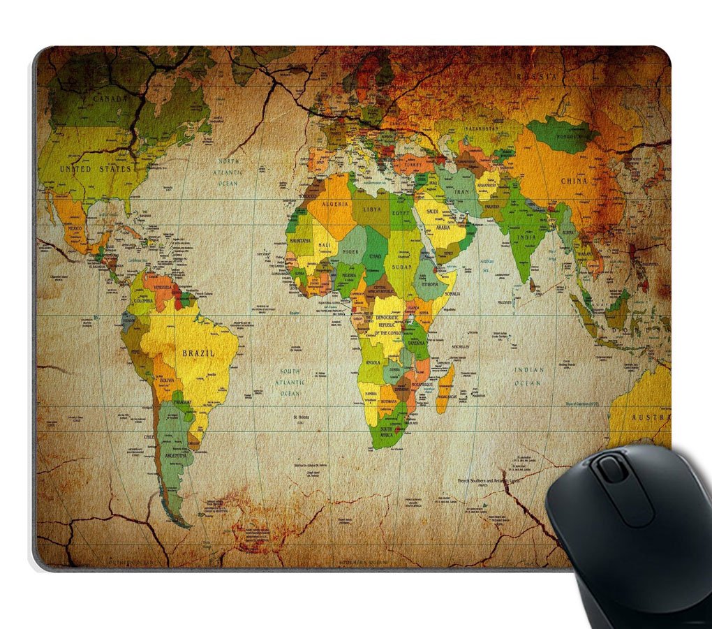 Custom World Map Gaming Mouse Pad - Non-Slip Thick Rubber Large Mouse Mat for PC & Laptop - Perfect for Gamers, Office Work & Home Use