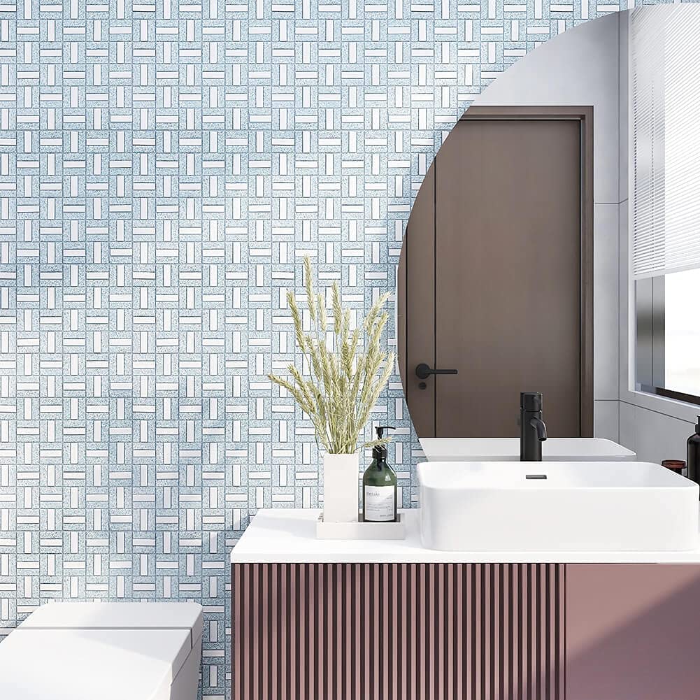 Premium Crystal Diamond Mirror Mosaic Tiles - Silver Brick Flat Glass Mosaic for Kitchen Backsplash & Bathroom Wall Decor (6 Sheets) - Perfect for Home Renovation, DIY Projects, and Luxury Interior Design
