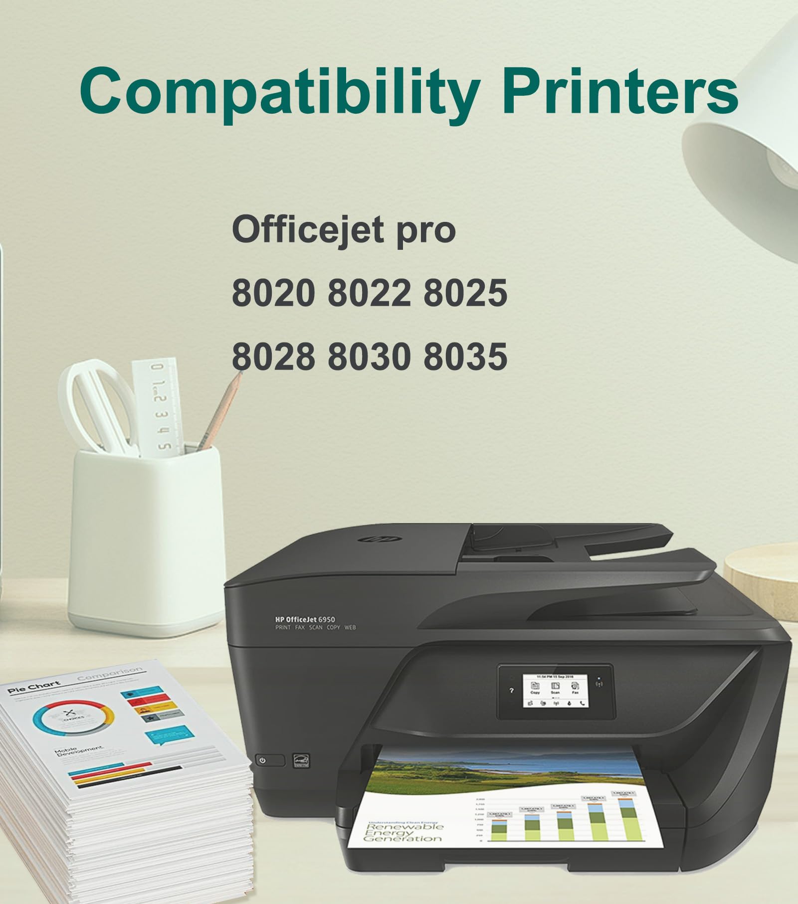 HP 910XL Ink Cartridges Replacement - 4 Combo Pack (1 Black, 1 Cyan, 1 Magenta, 1 Yellow) - Compatible with OfficeJet Pro 8020 8010 8025 8028 8035 8015 Printers - High Yield Printing for Home Office & Small Business Documents