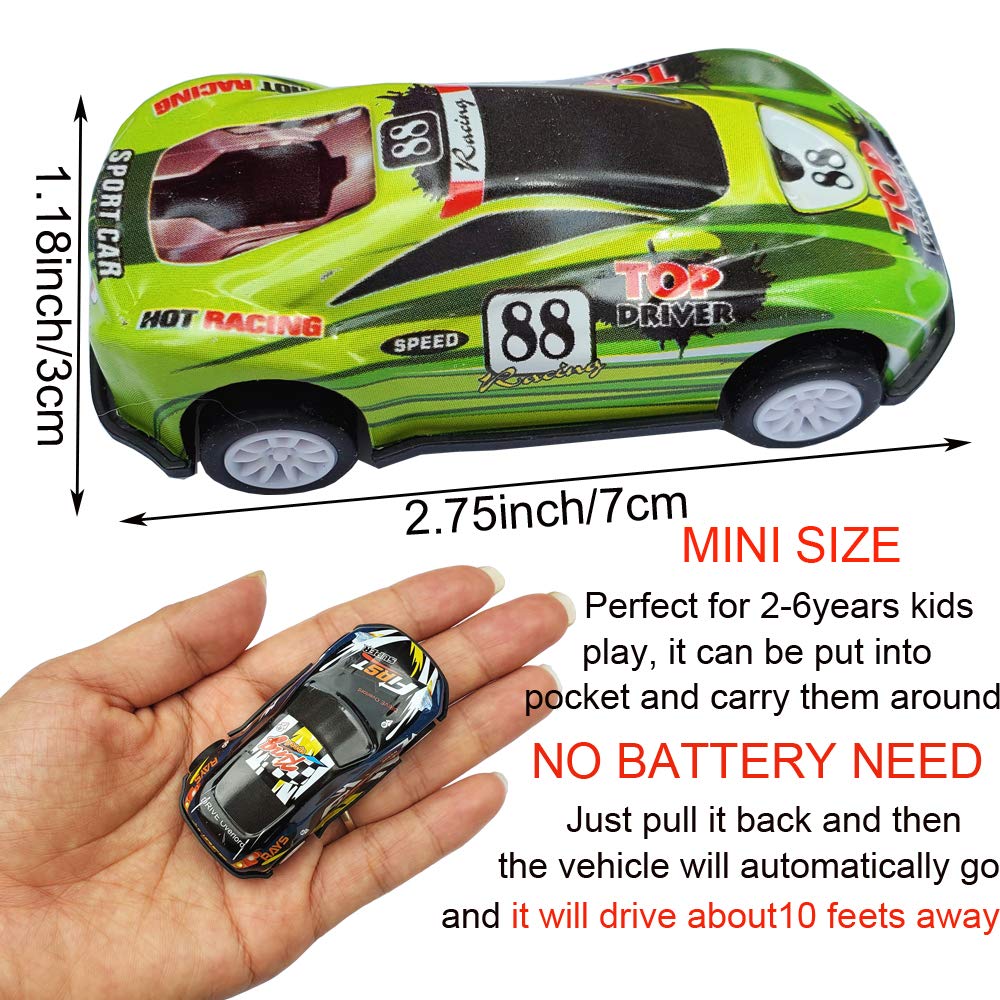 18Pcs Metal Pull Back Racing Car Toy Set - Die Cast Race Car Vehicles with Friction Power for Toddlers & Kids (2.7 Inch) - Perfect for Birthday Gifts, Party Favors and Pretend Play