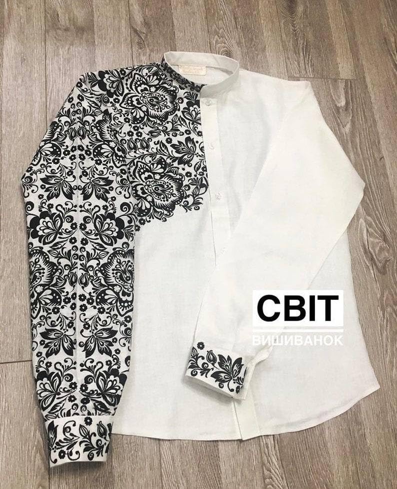 Handmade Ukrainian Embroidered Linen Shirt for Men | Traditional Vyshyvanka with Authentic Embroidery | Size XXS-5XL | Perfect Gift for Ukrainian Culture Lovers | Ideal for Festivals, Weddings & Cultural Events
