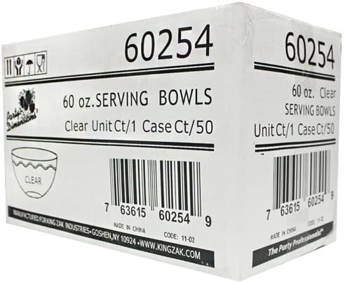 Elegant 52oz Clear Disposable Plastic Party Bowls - 24 Pack for Snacks, Salads, Chips & Candy | Perfect for Parties, BBQs, Picnics & Catering Events