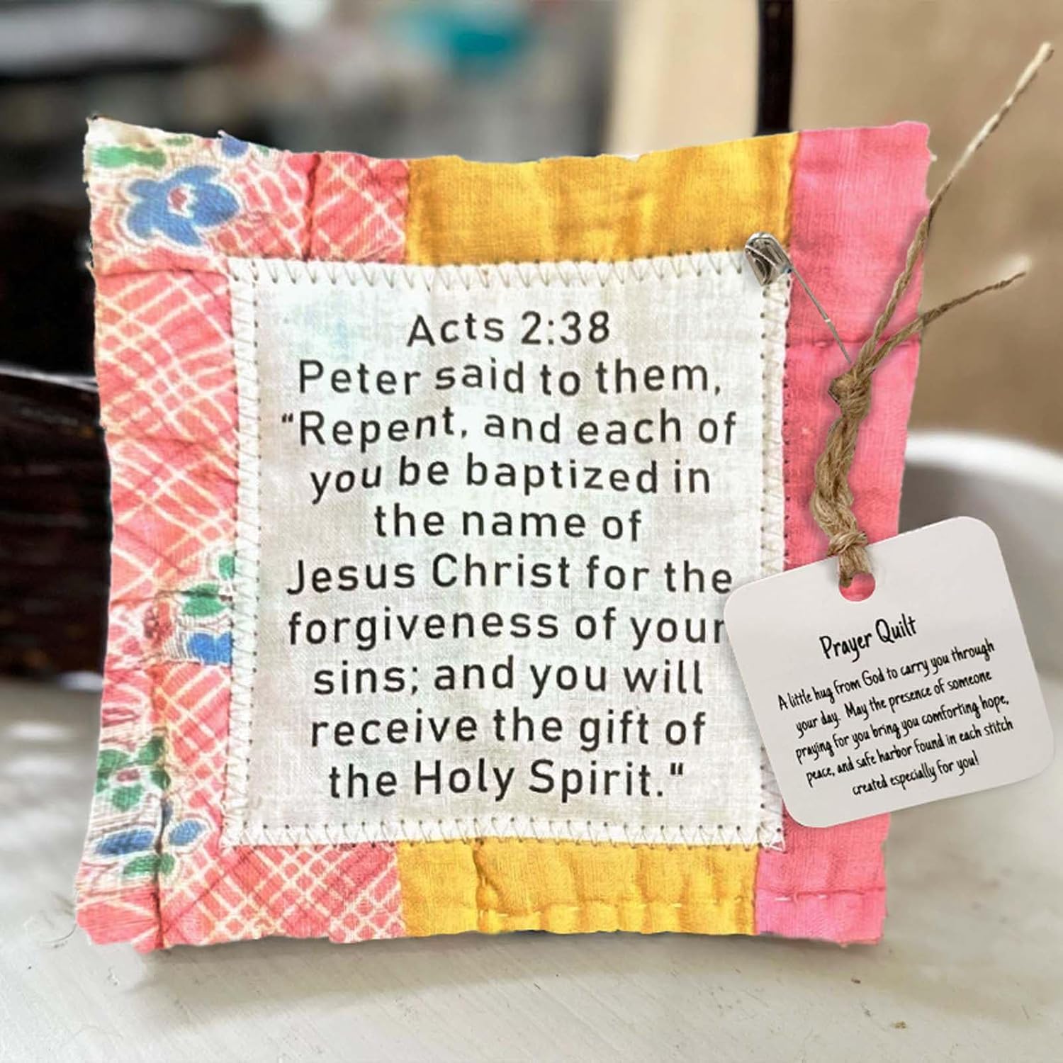 Handmade Cross Prayer Quilt - Individually Sewn Colorful Pocket Mini Quilts for Sympathy, Remembrance & Christian Gifts | Perfect for Comfort, Prayer Groups, Hospital Visits & Spiritual Healing