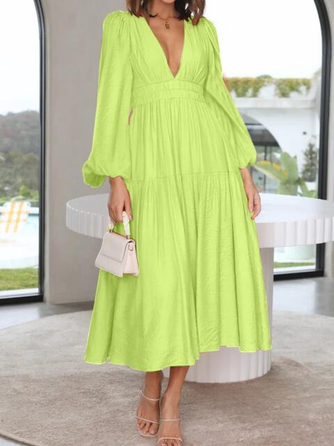 Boho Balloon Sleeve Maxi Dress for Women - Flowy Summer Beach Vacation Dress with Pockets | Perfect for Tropical Getaways, Pool Parties & Date Nights