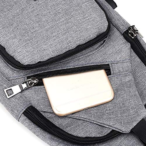 Men's Oxford Shoulder Backpack - Crossbody Sling Bag with USB Charging Port for Urban Travel, Outdoor & Daily Use - Lightweight Casual Chest Bag (Gray) - Perfect for Commuting, Hiking & Weekend Getaways