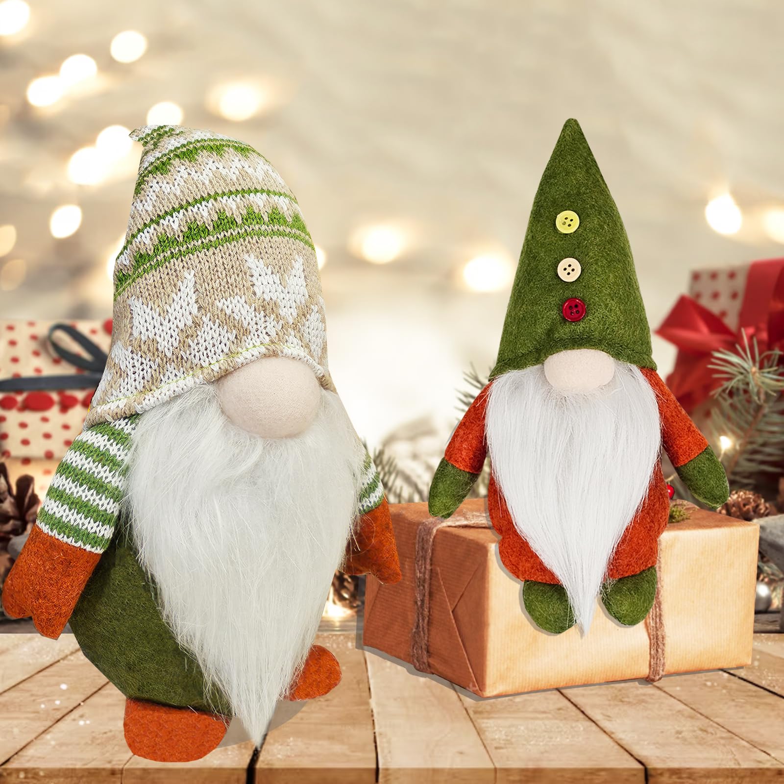 Handmade St. Patrick's Day Gnome Ornaments - 2 Pack Green Hat Scandinavian Tomte Elf Decor for Easter, Christmas & Home Decor | Perfect for Holiday Tables, Gift Giving & Seasonal Displays