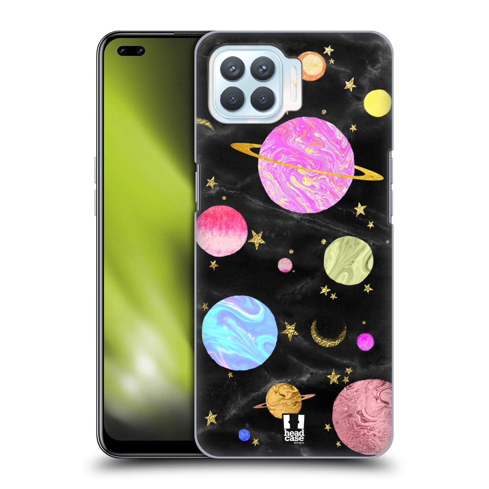 Head Case Designs Planets Marble Galaxy Hard Back Case for Oppo F17 Pro/A93/Reno4 F - Durable Protective Phone Cover for Everyday Use & Travel