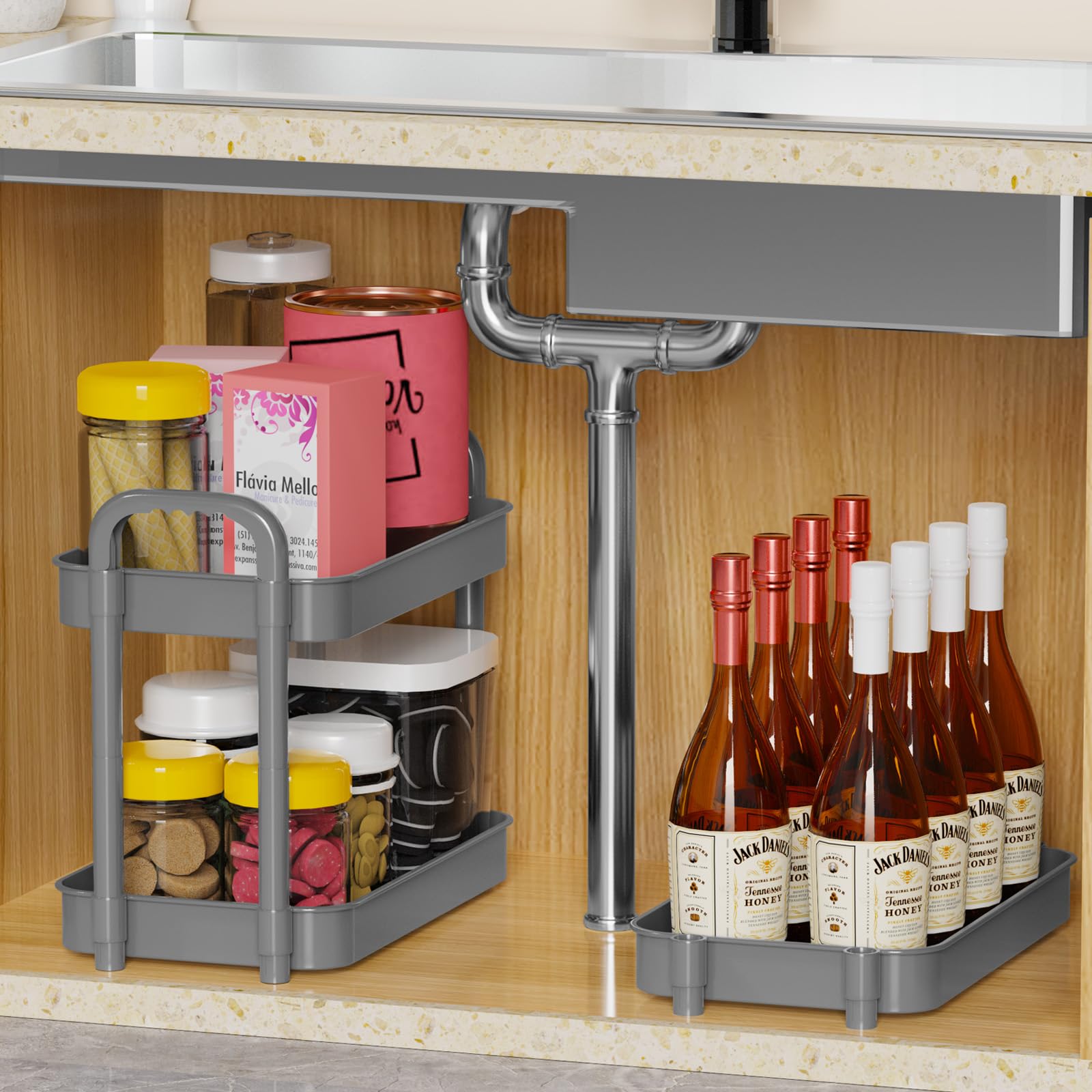 3-Tier Rolling Cart Organizer with Lockable Wheels - Multifunctional Kitchen Storage Cart, Mobile Utility Cart for Bathroom, Laundry & Living Room - Space-Saving Gray Shelving Unit | Perfect for Organizing Spices, Toiletries, Cleaning Supplies & Home Essentials