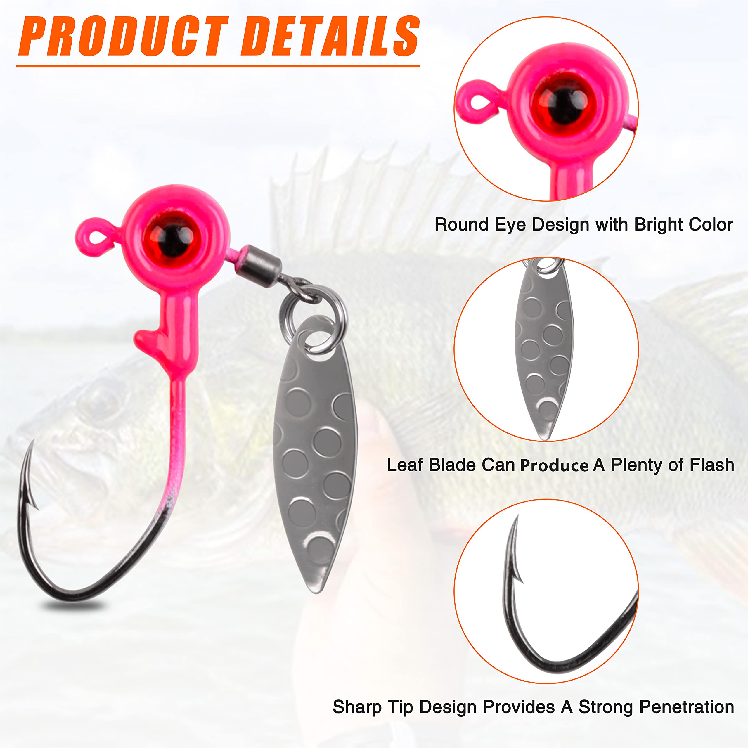 25-50PCS Fishing Jig Heads Kit with Plastic Box - 3/16 1/8 1/16 oz for Bass & Crappie - Perfect for Freshwater Fishing