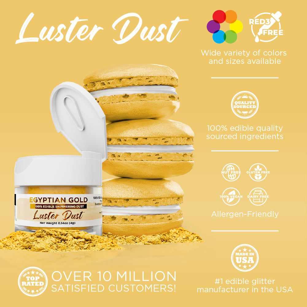 Premium Egyptian Gold Luster Dust for Baking & Cake Decorating - Edible Food Grade Glitter Powder for Cookies, Cupcakes, Chocolates & DIY Crafts (Bulk Size) - Perfect for Parties, Weddings & Special Occasions
