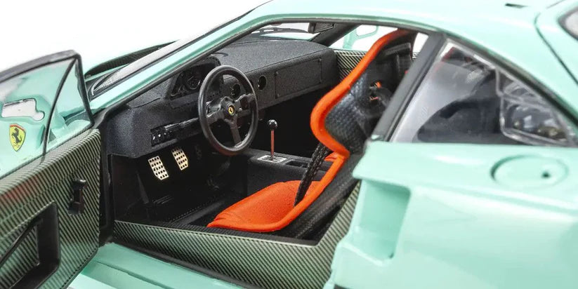 Kyosho 1:18 Scale Ferrari F40 1987 Model Car in Mint Green - Collectible Diecast Replica for Display, Gifts, and Racing Enthusiasts