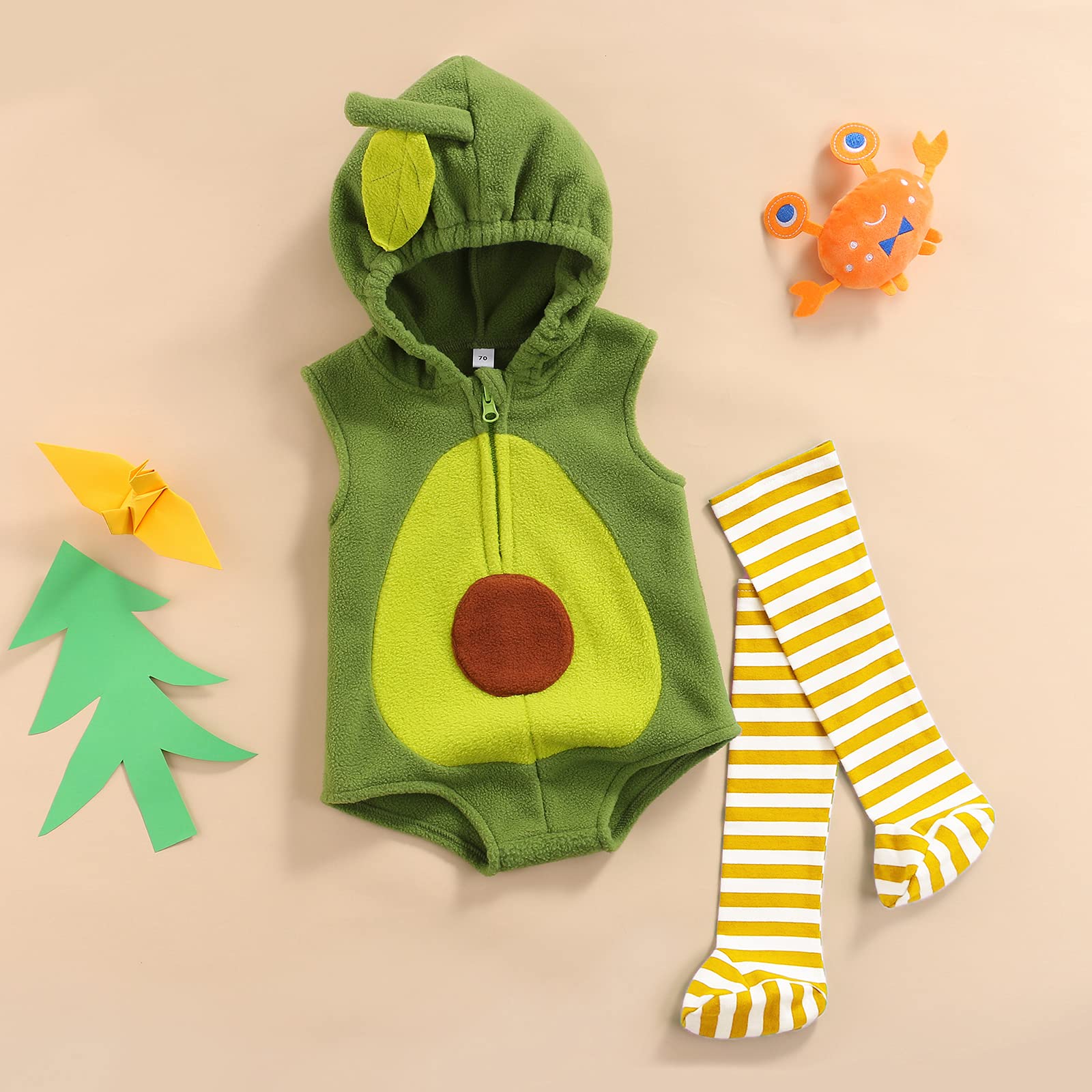 VISGOGO Newborn Baby Romper - Cute Avocado & Pineapple Shaped Jumpsuit for Infant Girls & Boys | Soft Cotton Outfit for Birthday Party, Photo Shoot & Everyday Wear