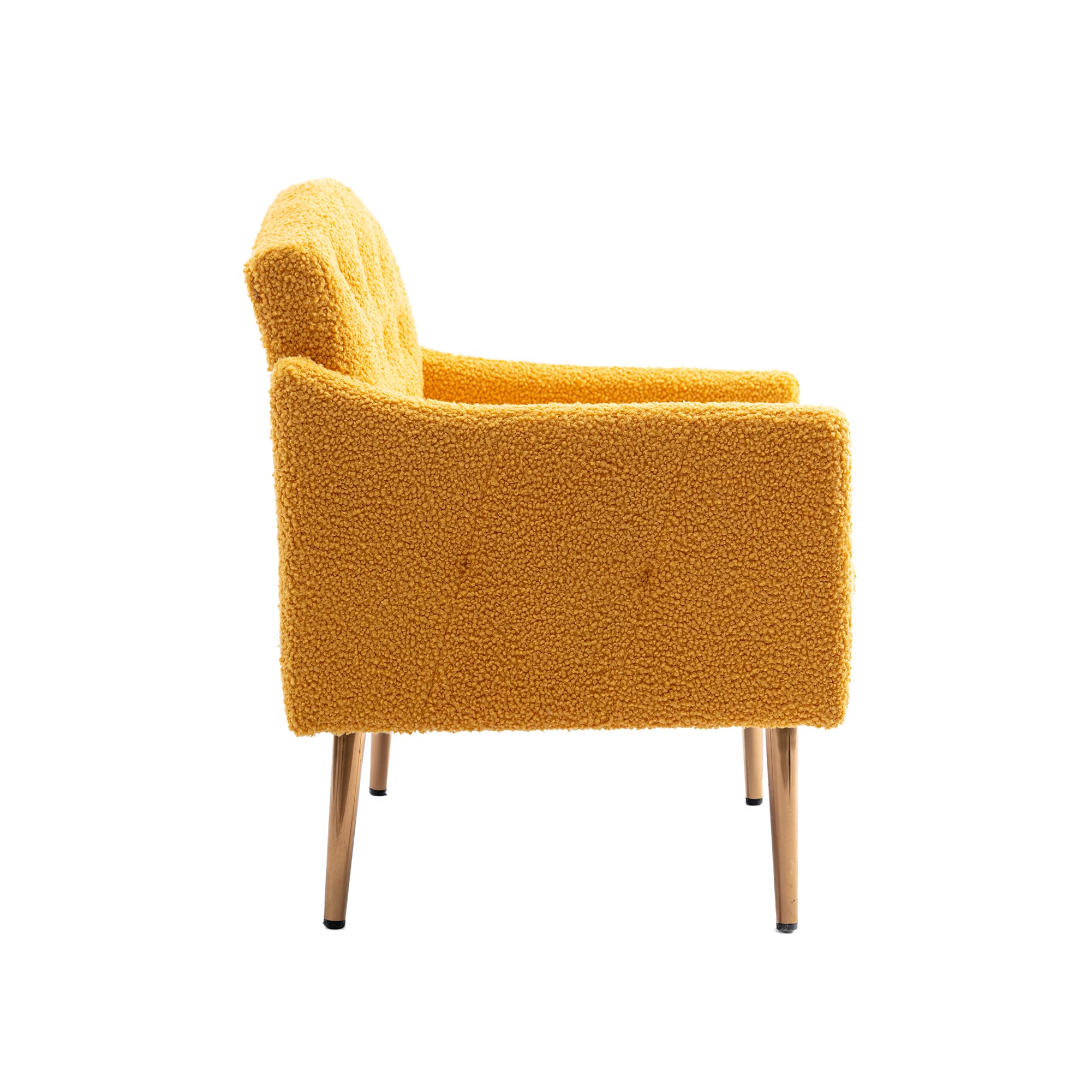Modern Accent Chair - Upholstered Armchair & Club Lounge Chair for Living Room, Studio, Reading Nook | Teddy Mustard Fabric | Cozy Seating for Home Office, Bedroom & Fitting Rooms