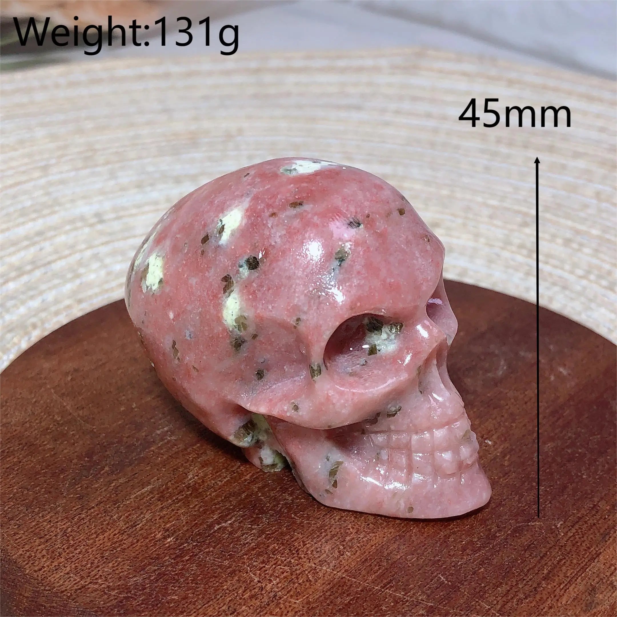 Natural Pink Moonstone & Green Tourmaline Skull Carving - Healing Crystal for Reiki Energy, Spiritual Decor & Home Protection - Perfect for Meditation, Yoga & Positive Energy Spaces