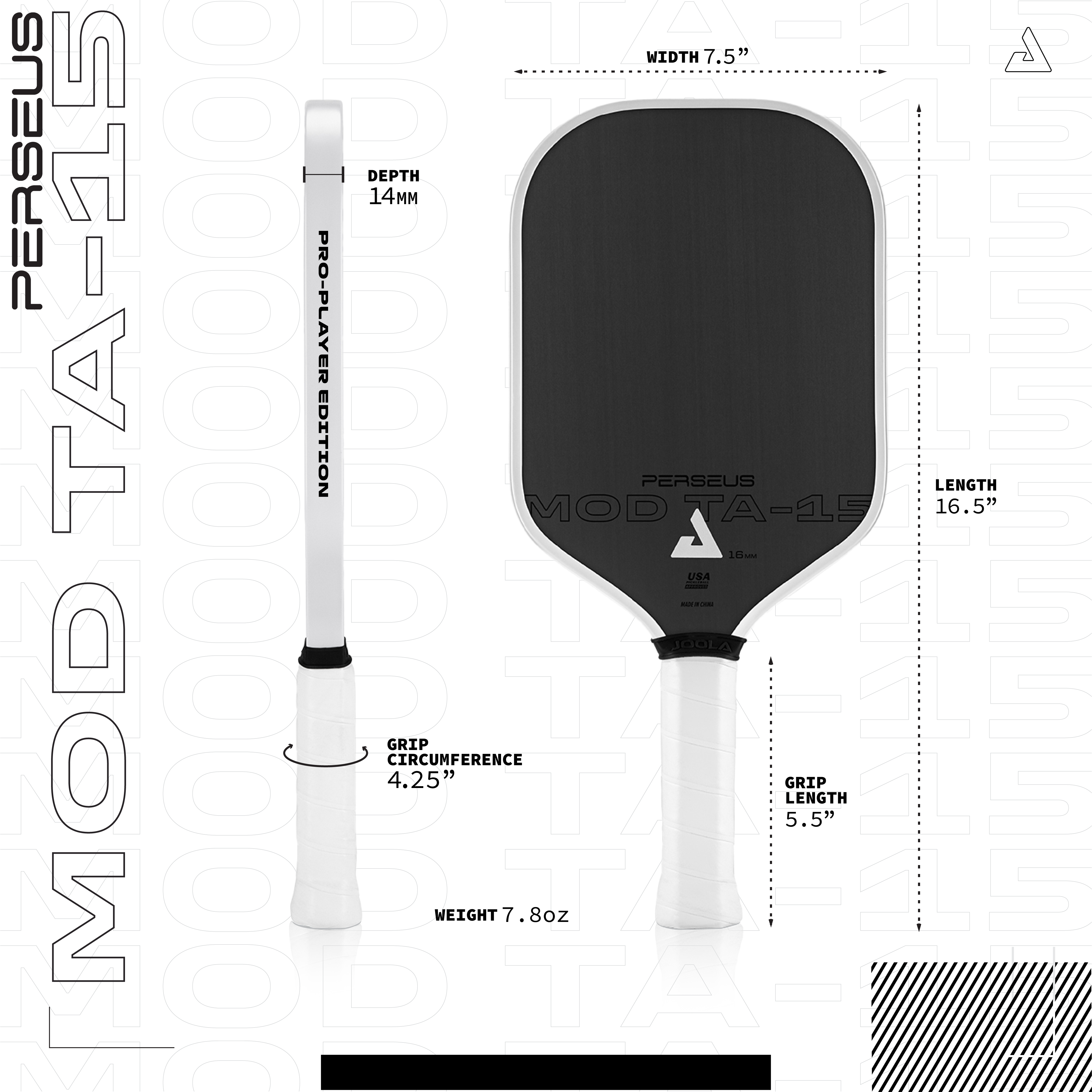 JOOLA Perseus 14mm Table Tennis Racket - Professional Player Edition with MOD TA 15 Rubber | Premium Ping Pong Paddle for Tournament & Training Use