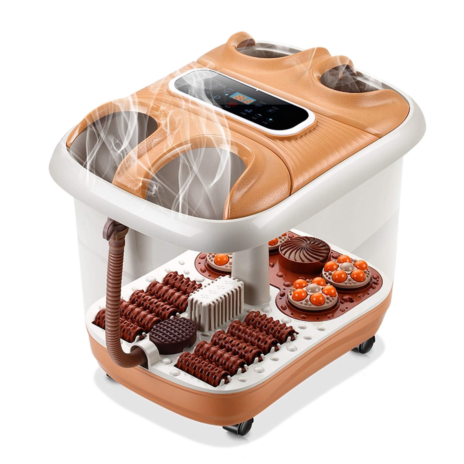 Automatic Heating Massage Foot Spa Tub - 3-in-1 Parent-Child Foot Bath with Temperature Control, 35 x 52 x 39cm (Yellow) - Perfect for Relaxation, Family Bonding & Home Spa Therapy