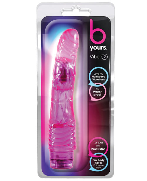 B Yours Vibe 2 Purple 9-Inch Rechargeable Vibrating Dildo - Waterproof Silicone Adult Toy for Couples & Solo Play, G-Spot & Clitoral Stimulation