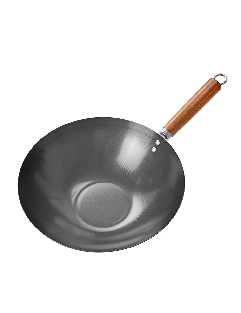 Commercial CHEF 12-Inch Carbon Steel Wok with Acacia Wood Handle - Non-Stick Ceramic Coated Stir Fry Pan - Safe for All Cooktops & Grills - Lighter & Cools Faster Than Cast Iron - Perfect for Asian Cooking, Stir-Frying & High-Heat Searing