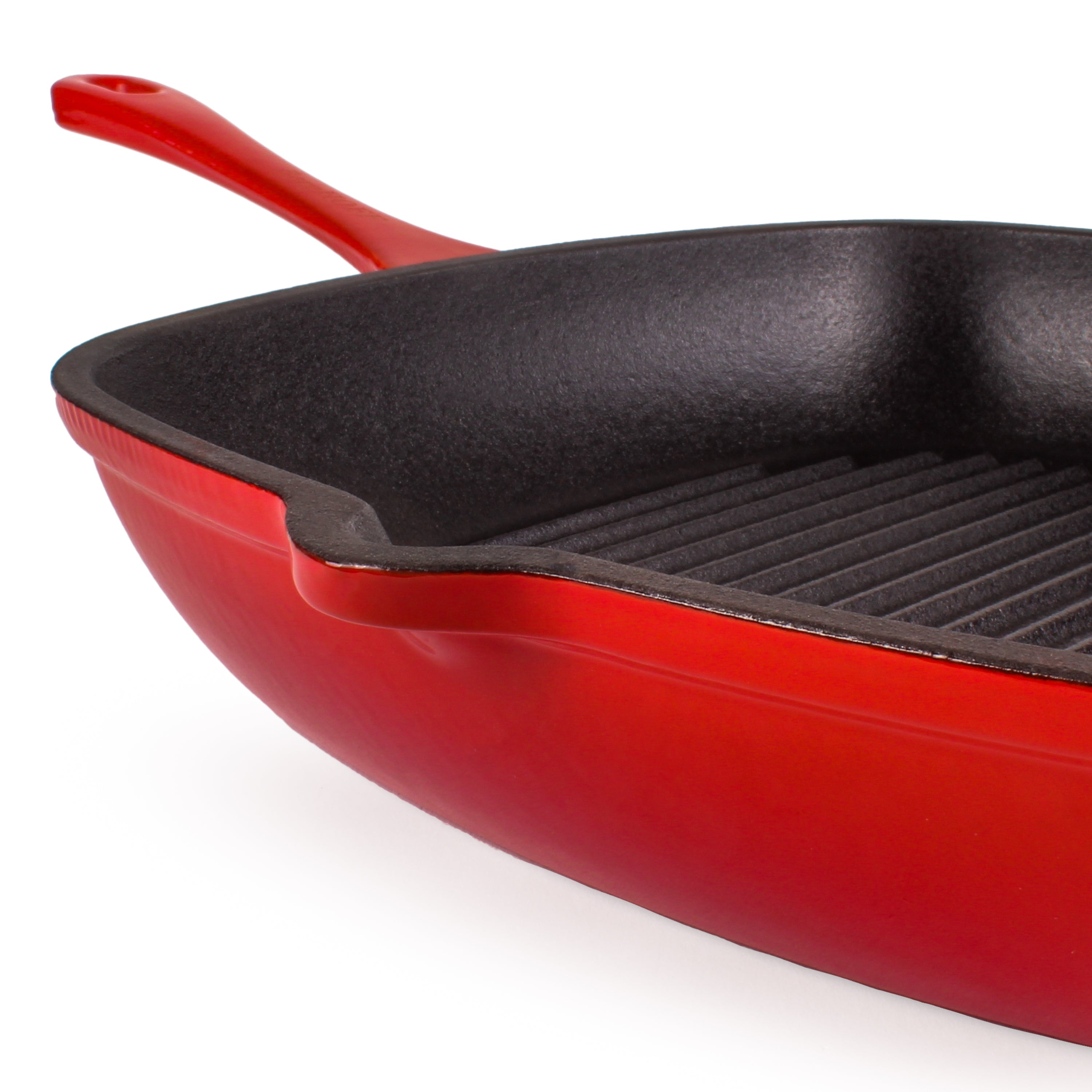 BergHOFF Neo 4-Piece Cast Iron Grill and Fry Pan Set - Red Nonstick Cookware for Stovetop, Oven & Outdoor Grilling - Perfect for Steaks, Burgers & Stir-Fry Cooking