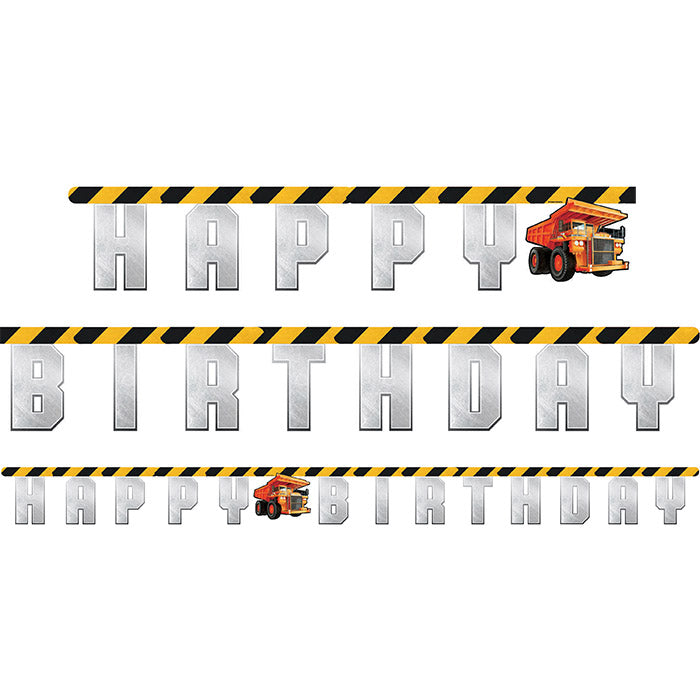 12-Piece Bulk Big Dig Construction Banners - Heavy Duty Vinyl Excavator Themed Party Decorations for Kids Birthday, Construction Theme Events & Classroom Activities