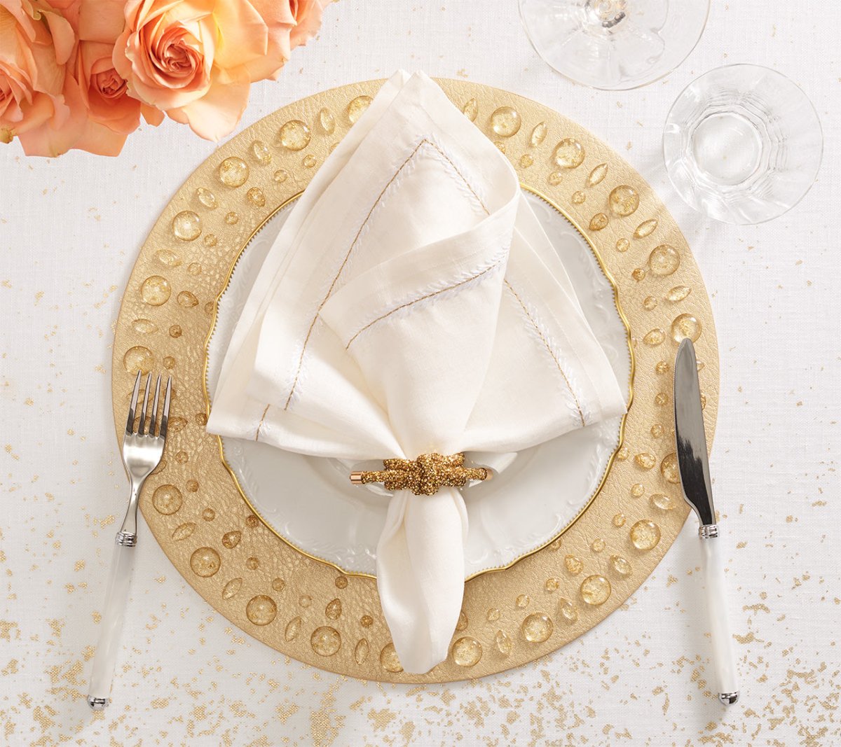Elegant Glam Knot Napkin Rings Set of 4 - Perfect for Wedding, Dinner Party & Holiday Table Decor
