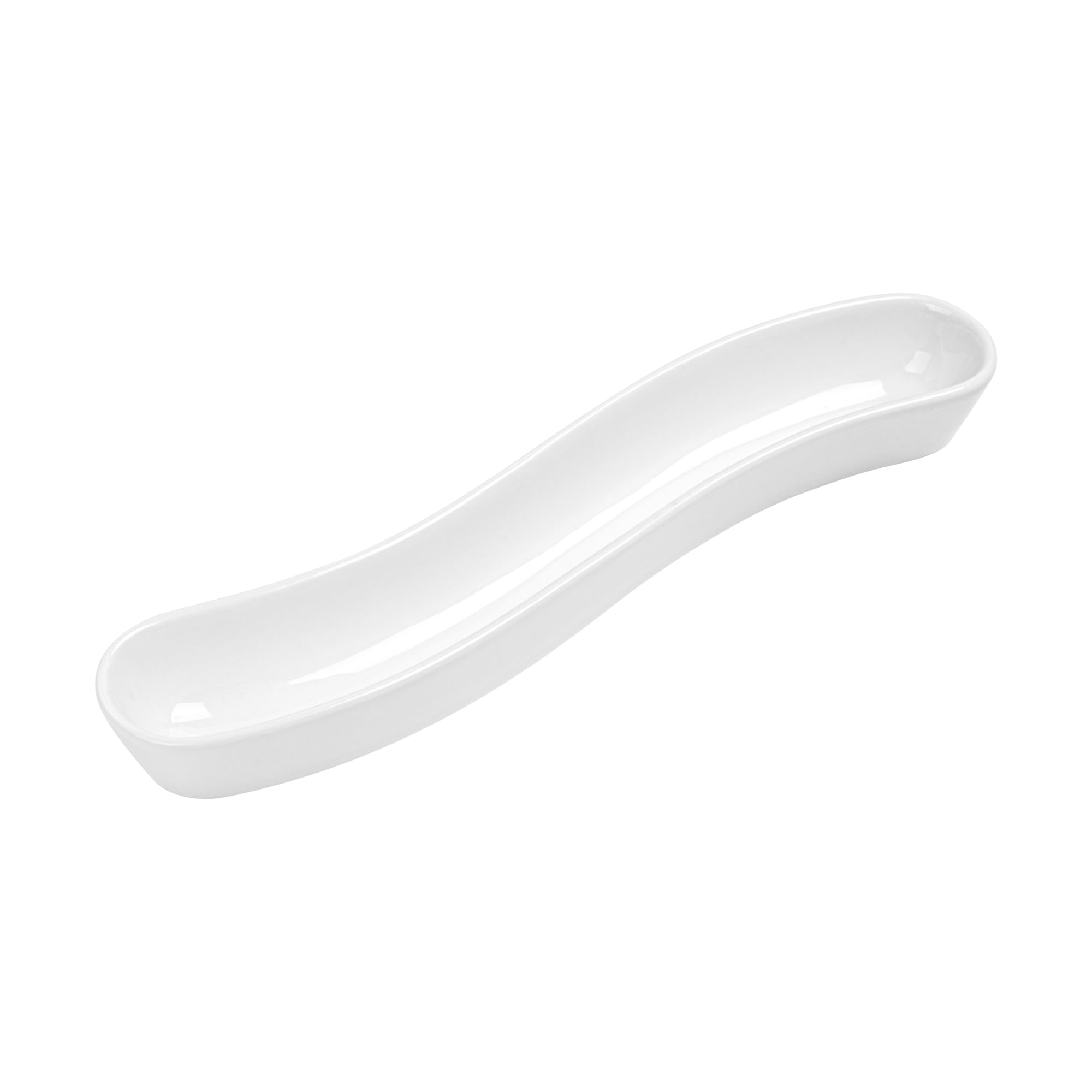 Swerve 10oz Olive Plate - White Porcelain Chip-Resistant Dishwasher Safe for Snacks & Appetizers