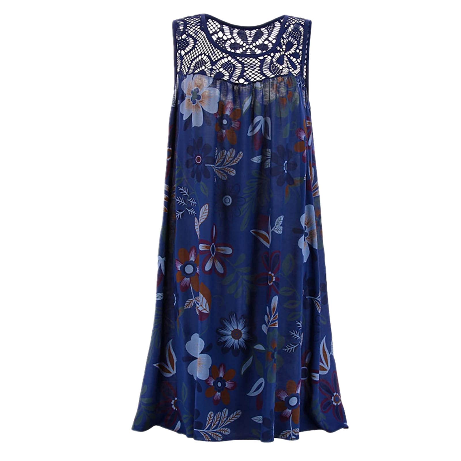 HHmei Plus Size Women's Summer Back Lace Sleeveless Tank Maxi Dress - Flowy Beach Cover Up for Vacation, Pool Party & Casual Outings