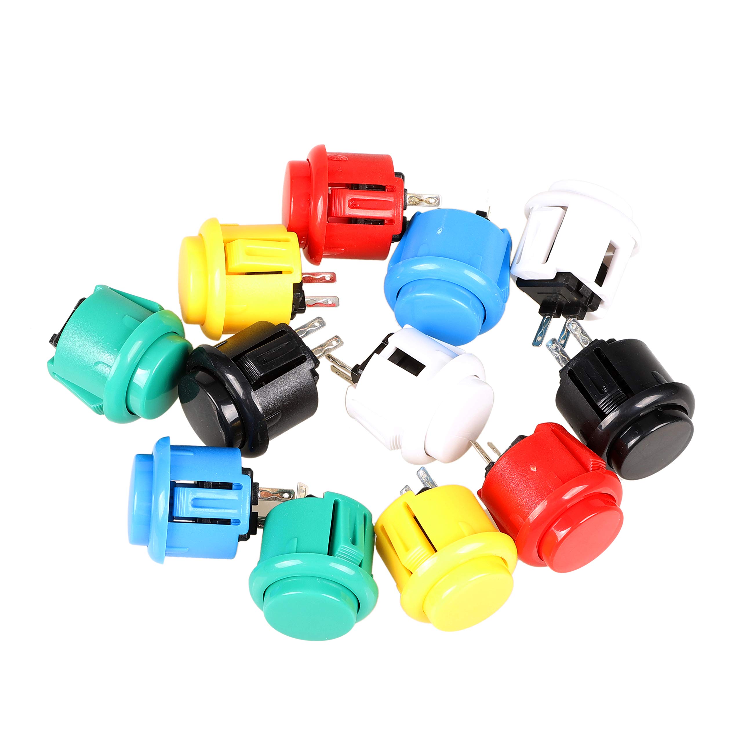 10x 24mm Arcade Push Buttons - Sanwa OBSF-24 Replacement Switches for DIY Arcade Joystick, MAME & JAMMA Video Game Controllers - Perfect for Home Arcade Cabinet Building & Game Controller Repair (Black)