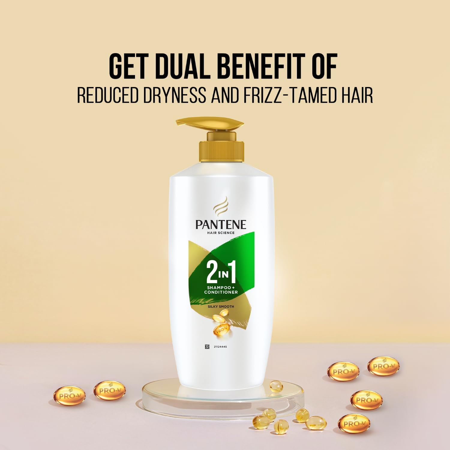 Pantene Advanced Hair Fall Solution Shampoo and Conditioner 2-in-1 - 650ml for Silky Smooth Hair - Pack of 1 - Green Bottle - Perfect for Daily Hair Care & Damaged Hair Repair