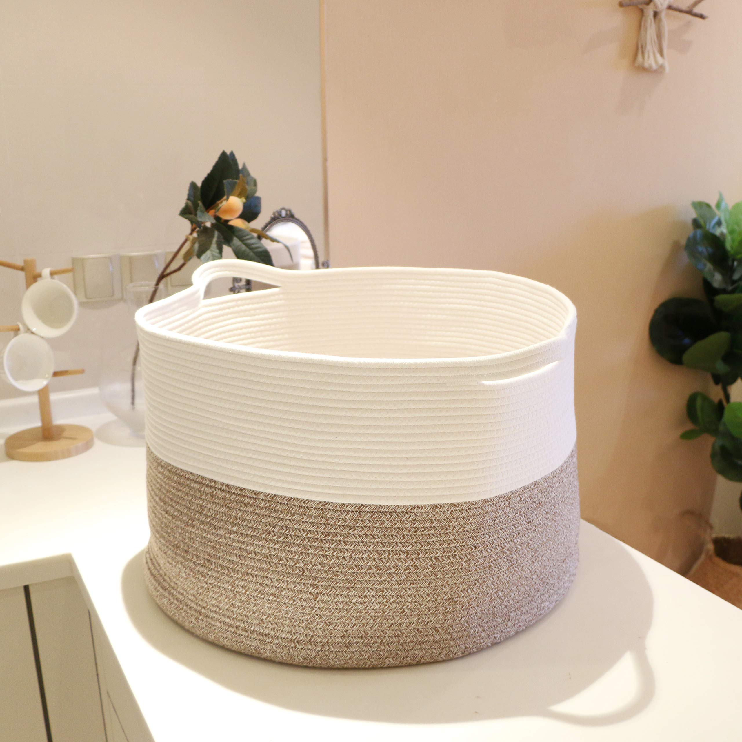 YNEXTRA Extra Large Cotton Rope Woven Basket - 22
