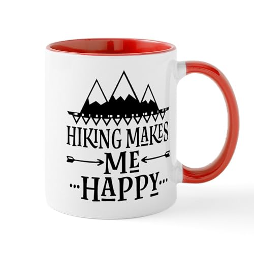 White/Red Inside - Hiking Makes Me Happy Mugs