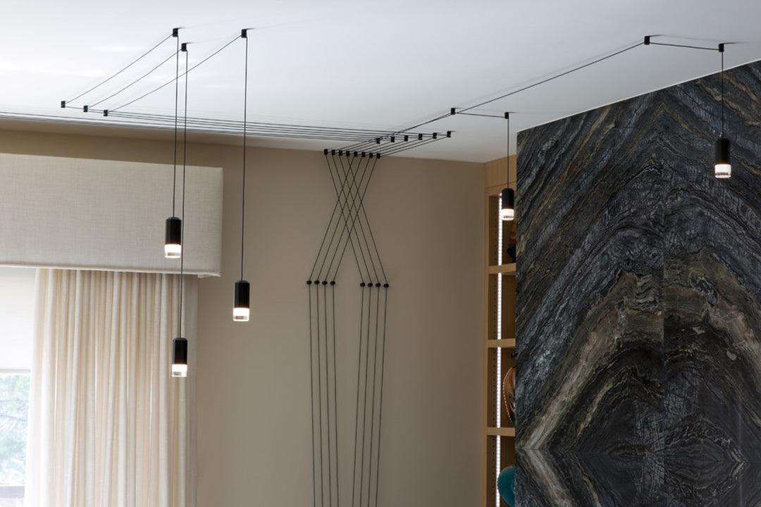Modern Line Form Pendant Light - Sleek Minimalist Hanging Fixture for Kitchen Island, Dining Room & Bedroom Lighting - Dimmable LED Chandelier for Home Decor