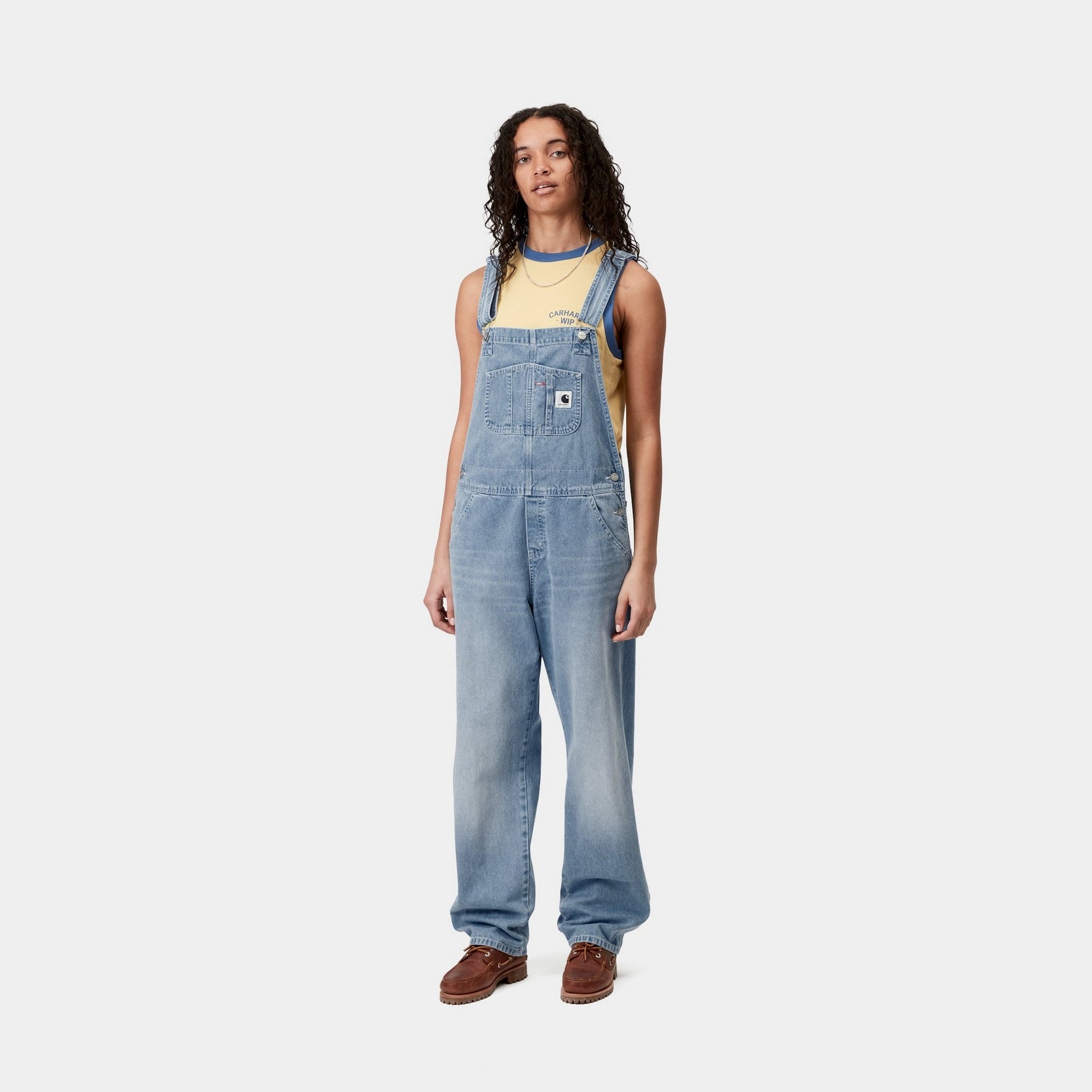 Women's Denim Bib Overalls Straight Leg - Light True Washed Blue Jeans for Casual Wear, Work & Outdoor Activities